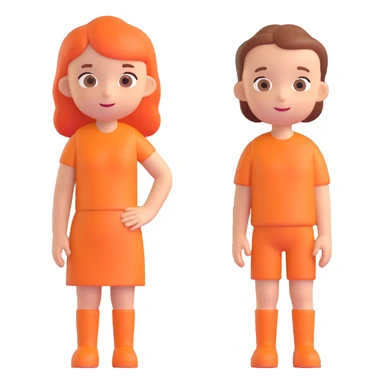 Slightly increase the volume of the upper body of the girl, separate the girl and the boy from each other, and make the skin color the same for both characters. Keep the cartoonish 3D style. sticker