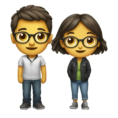 niño y niña con lentes sticker