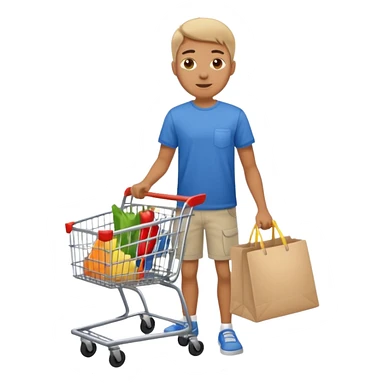 a man with a shopping cart full body sticker