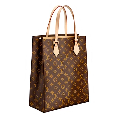 Louis Vuitton paper shopping bag with classic brown LV monogram pattern sticker
