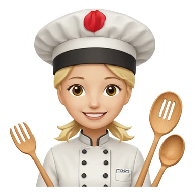 Mujer rubia cocinera con el fondo blanco sticker