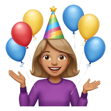 caricatura gorgi gales hembra celebrando feliz con globos y emocion  sticker