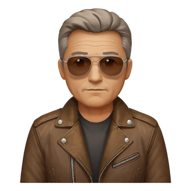 Biker Gang with Sunglasses, Middle-age man, brown jacket, sunglasses sticker