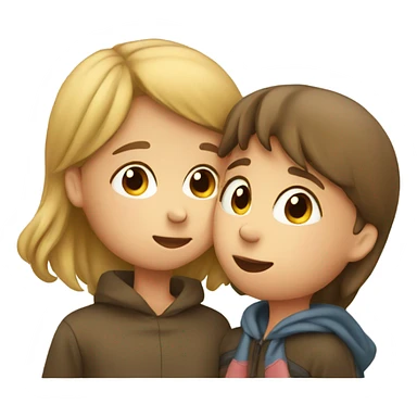 girl kissing face of boy sticker
