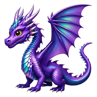 glitter purple dragon sticker