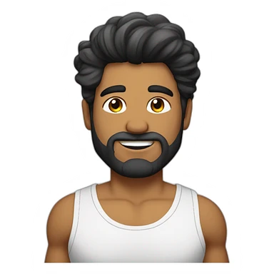 Chico fitness, con pelo media melena negro y barba corta sticker