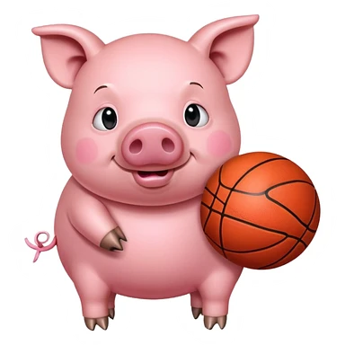 pig holding basketball sticker