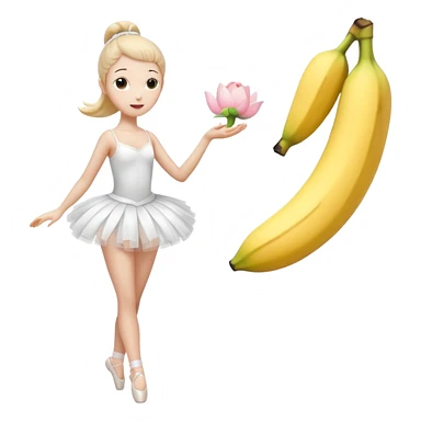 A banana talking to a ballerina with a skirt sticker