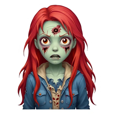 garota zumbi assustadora com o cabelo vermelho longo sticker