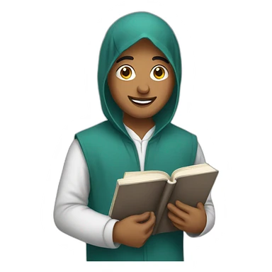 Muslim student holding a book sticker