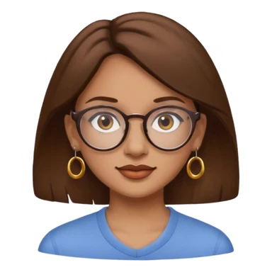 Women brown eye and brown hair with glasses and circle earing sticker