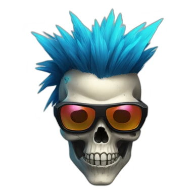 cyberpunk skull with colored mohawk with a gambit sunglasses sticker