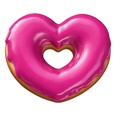 Realistic isolated heart shaped donut with Fuchsia color. sticker
