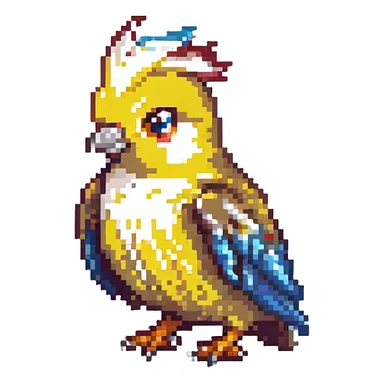 small colorful cockatiel pixel art sticker