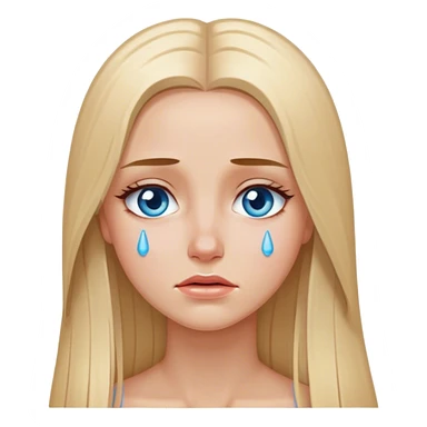 beautiful white girl with long straight blonde hair blue eyes crying  sticker