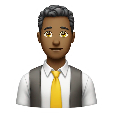 yellow skin man typing on keyboard wearing white button down shirt front view sticker