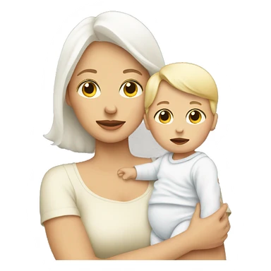 white mom holding little white baby sticker