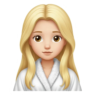 girl with long blonde hair wearing fluffy white robe sticker