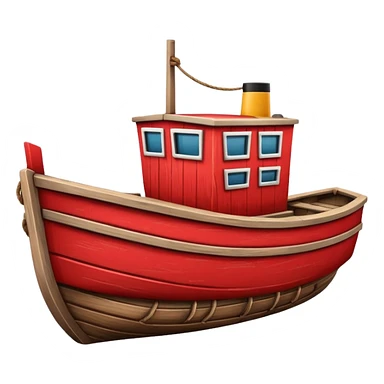red boat in cartoon  sticker