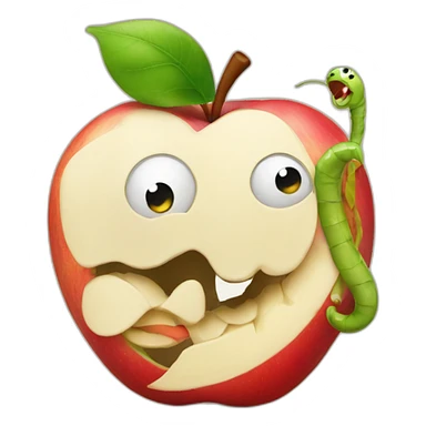 apple and worm sticker