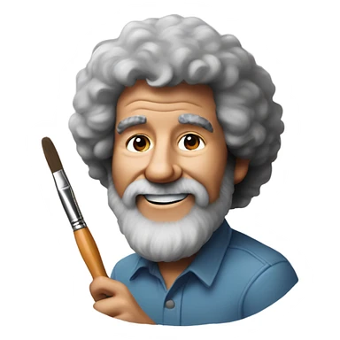 bob ross with a paintbrush sticker