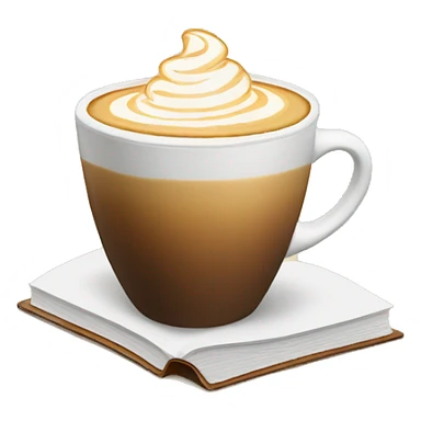 latte next to open book sticker