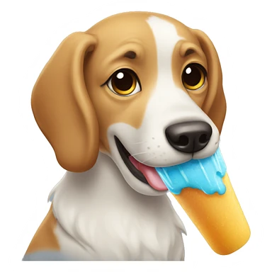 Dog eating an icepop sticker