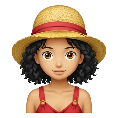 a woman with Luffy hat and have long curly hair sticker