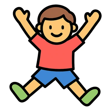 kids jumping icon with lineal color and black outlines sticker