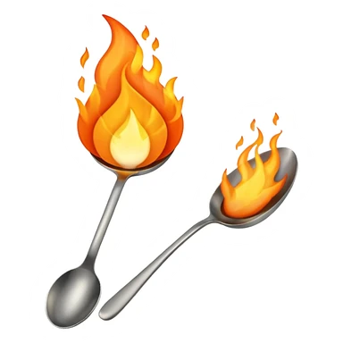 Una cuchara de metal y una llama de fuego por debajo sticker
