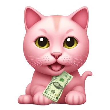 baby pink cat with money sticker