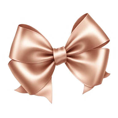 Realistic isolated rose gold shiny silk ribbon bow lined with white fur. sticker