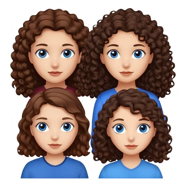 A girl with with brown hair and blue eyes and two girls with dark curly hair with brown eyes sticker