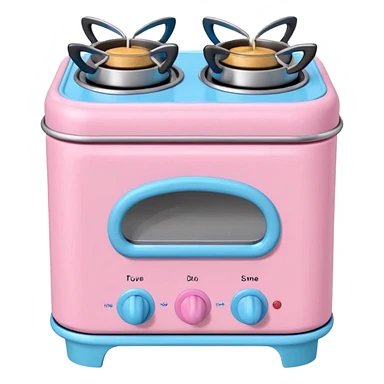 Cute toy stove, single burner only, front view.
BabyBus-style 2.5D soft shading, bright pastel colors (pink & blue).
Rounded chunky toy shape, simple details.
Even studio lighting, NO harsh light, NO realism, NO textures.
Smooth matte surface, no outlines, no strokes.
Clean background. sticker