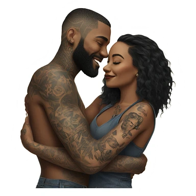 Photo model tattooed couple hugging  sticker