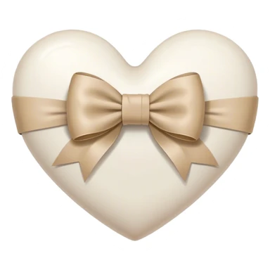 white heart with beige bow sticker