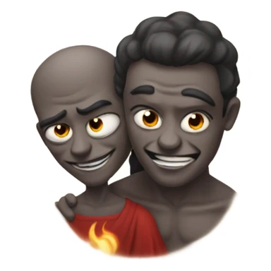 satan hugging god sticker