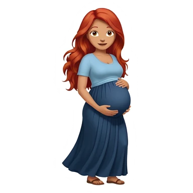 Make a strong women with long red hair, pregnant with maxi skirt, pretty and grown up, tanner sticker