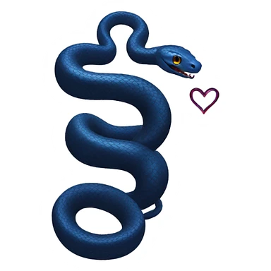 black snake holding dark blue heart sticker