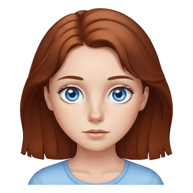 Blue eyes girl brown hair freckles  sticker