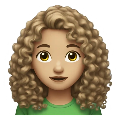 Long curly brown haired girl with green eyes and light skin sticker
