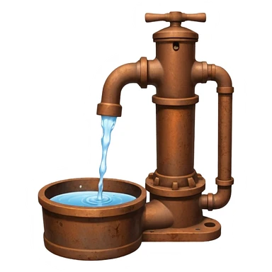 Ghibli style water pump with water pouring out of it sticker