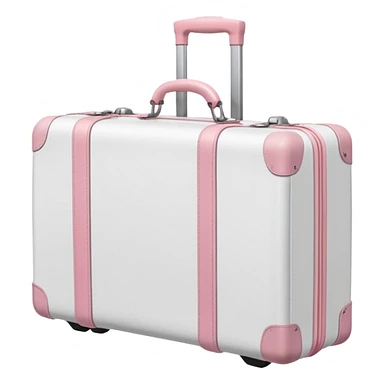 White suitcase with pastel pink handle sticker