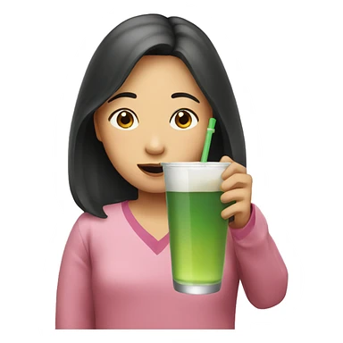 Asian girl drinking sticker