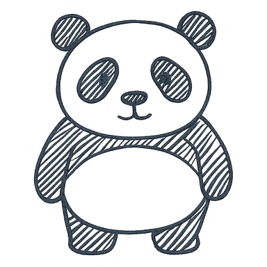blue panda hand drawn outlined icon sticker
