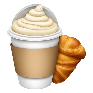 Disposable cup with cappuccino and croissant sticker