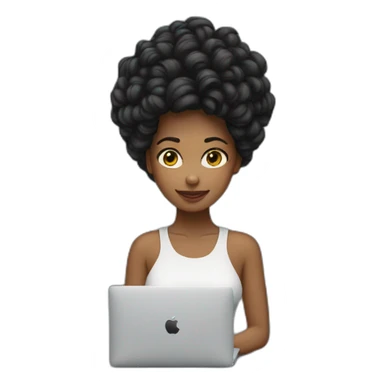 woman com cabelos pretos segurando um macbook sticker