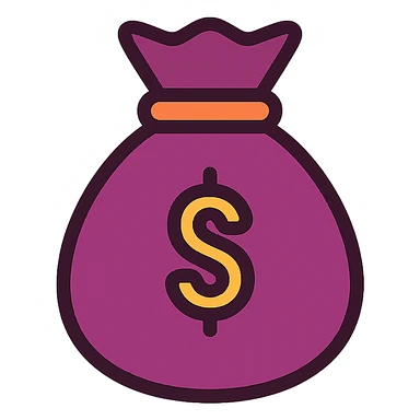 minimal money bag icon, main color #894273 sticker
