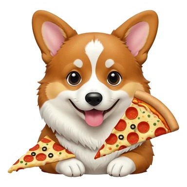 black tri-color corgi eating pizza sticker