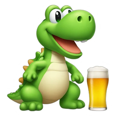yoshi with a sixpack of beers sticker